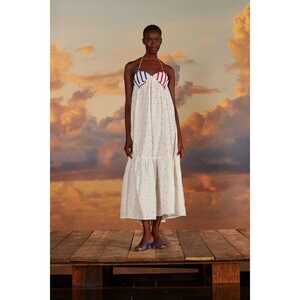 NWOT -  White Beaded Fishes Sleeveless Maxi Dress